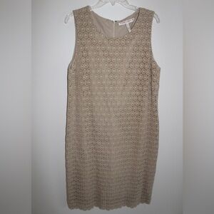 Rebecca Moses Beige Lace Midi Dress